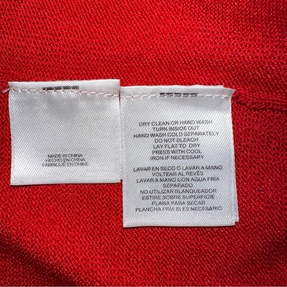 Anne Klein Sweater Womens 1X Red Poppy Combo Striped V-Neck Knit Old Money Retro - Picture 8 of 11